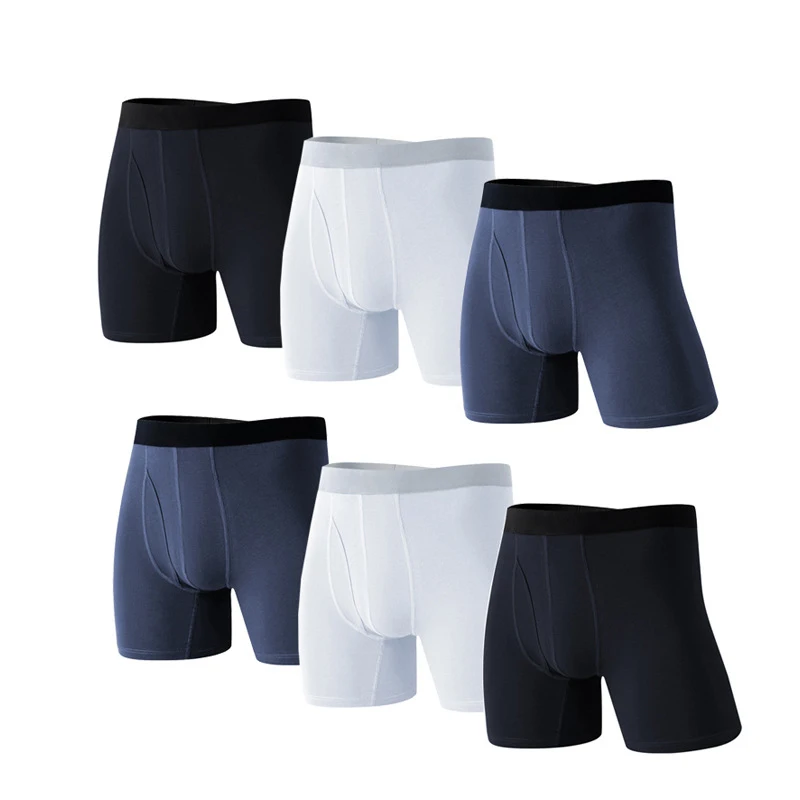 

6PCS Fashion Men Underwear Underpants Long Boxers Cotton Men's Underwear S-XXL Breathable Anti-Wear Leg Ventilate Sports Fitness