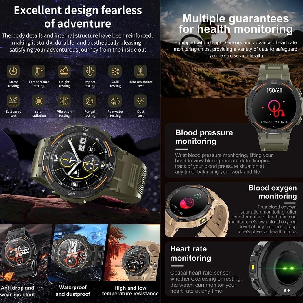 Outdoor Smartwatch GPS Sports Fitness Waterproof Bluetooth Call LED Lights 1 for Xiaomi smart watch