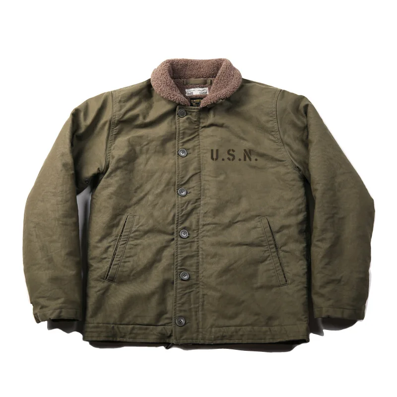NON STOCK USN N-1 Deck Jacket Sherpa Lining Military Style Men Warm Coat 3 Colors 6