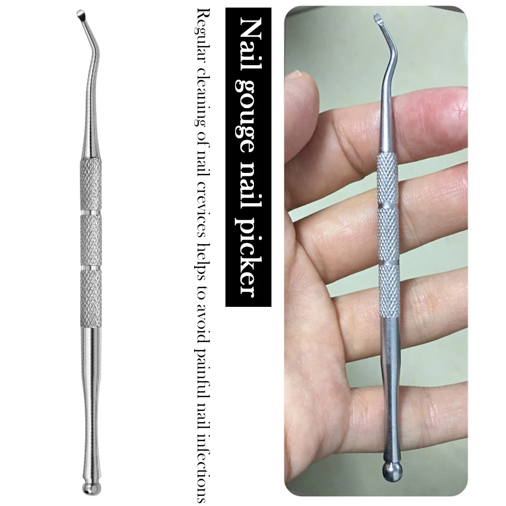 Manicure Nail Cleaning Stick Dual End Toenail Ingrown Correction Tool Nail Art Nail Care Tool Stainless Steel for Nail Cleaning