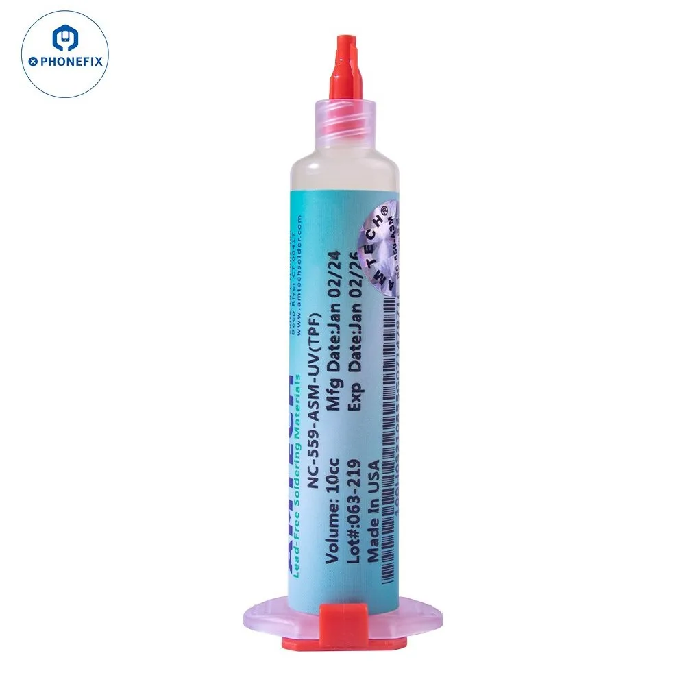 10cc Original AMTECH NC-559-ASM Welding Flux Squeeze Tube Needle Tip With Syringe Plunger For Phone Computer Chip Solder Repair