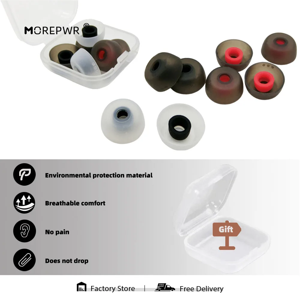 Auricolari In Silicone Di Ricambio Tws-Joy Per Jabra Elite/ Active/Evolution 65T, Elite 75T/ Sport, Creative Outlier Air/ Gold