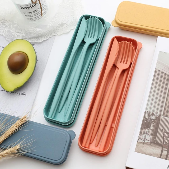 Reusable Utensils Set New Portable with Case Lunch Box Accessories  Chopsticks Knife Fork and Spoon Travel Tableware - AliExpress