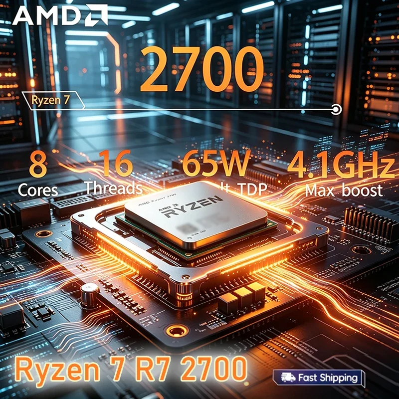 AMD Ryzen 7 2700 CPU R7 2700 3.2GHz4.1GHz 8코어 16스레드 L2=4M L3=16M 65W CPU 프로세서 소켓 AM4 패키지 없음