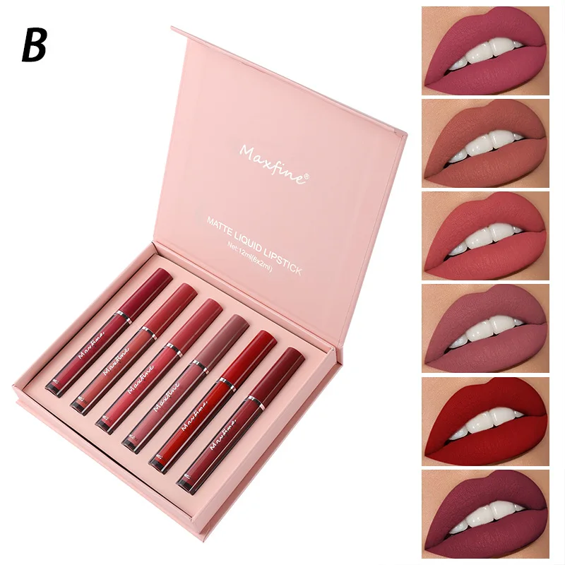 thumbnail image 1 of Matte Lip Gloss Set 6 Color Lipstick Smooth And Lasting Display Lip Gloss Waterproof Moisturizing Lipstick Holiday Gift Box Set, 1 of 5