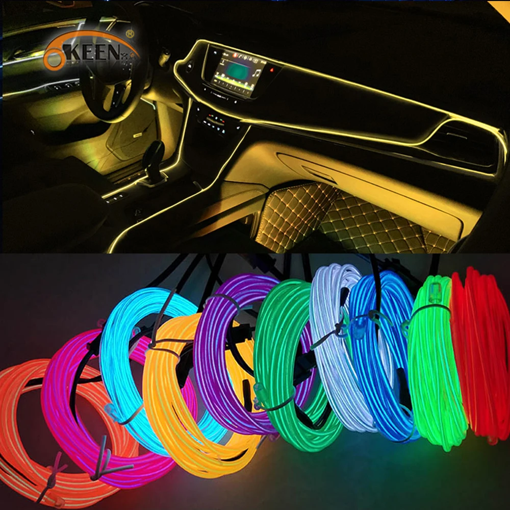 5m 12v Usb Auto Innenraum El Wire Auto Led Neon Lichtstreifen DIY Effekte  Ambiente-Beleuchtung Kit für Automobil Innenraum Platte Raum Dekoration