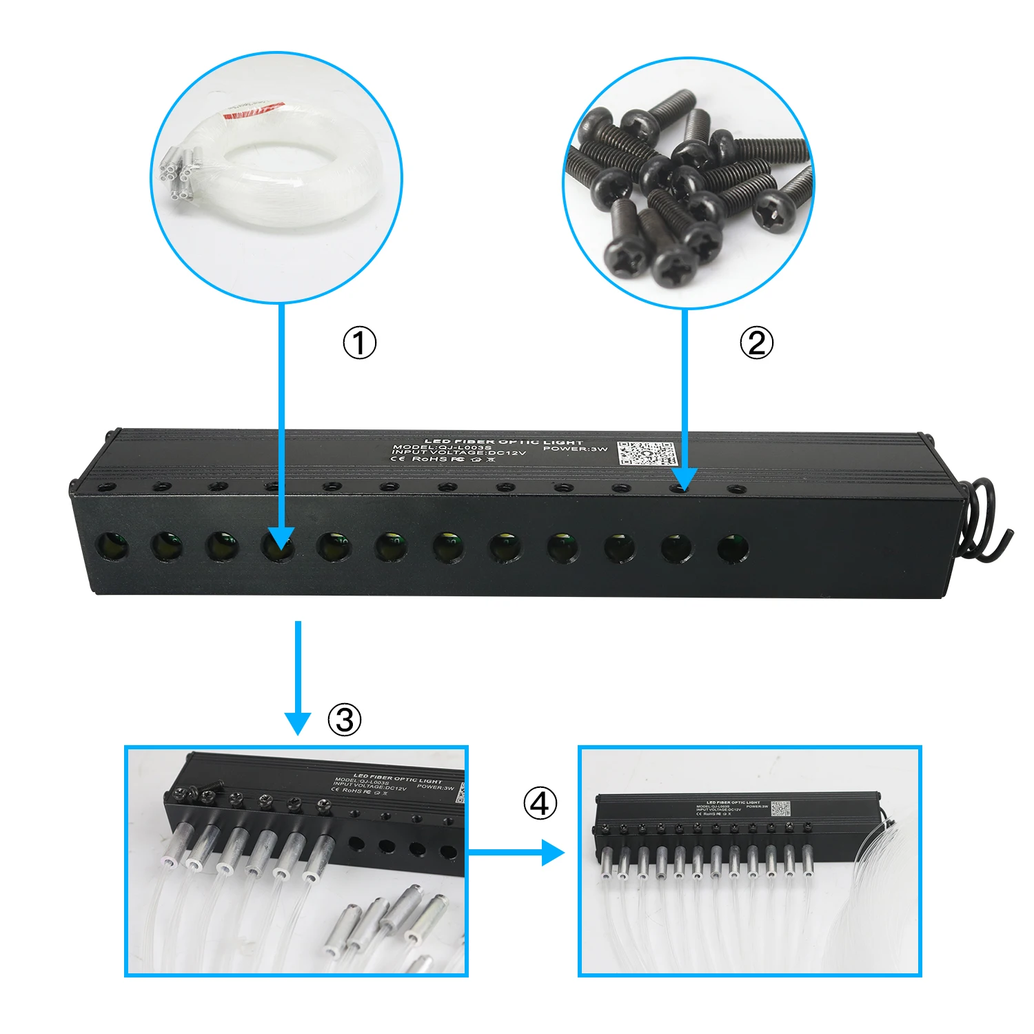 3W 12Holes Fiber Optic Kit Light fiber optic lamp fiber optic ceiling kit