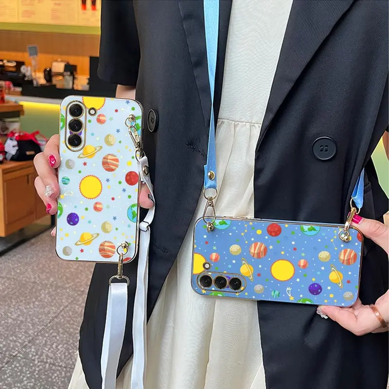 Custodia Per Telefono Con Placcatura A Cordino Cosmic Culture Per Samsung Galaxy S23 S23 Plus S23 Ultra S23 Fe S22 S21Fe S21 S22Plus S20 S10 Cover