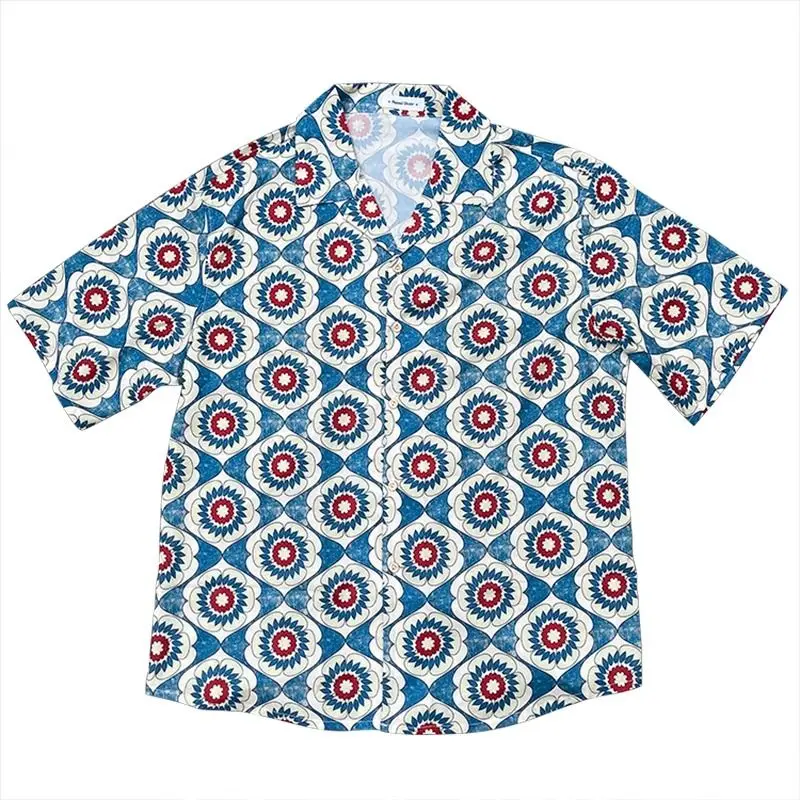 2024 summer new shirt men's ins short-sleeved national style high-end men's design thin handsome shirt men clothing y2k tops emo