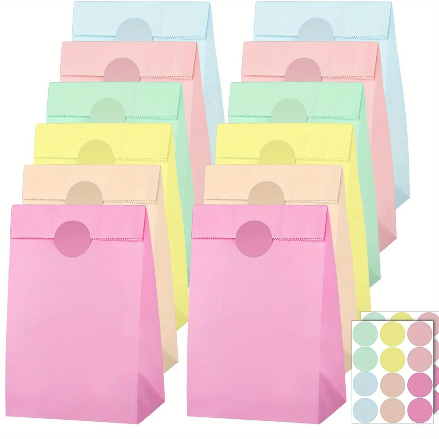 24 Stück Papier-Geschenktüten mit Regenbogenmotiv und Schmetterlingsaufklebern – sortiert in Pastellrosa, Gelb, Blau – langlebige Party-Geschenktüten