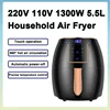 220V 110V 5.5L 1300W High Power Air Fryer Household Large Capacity Electric Fryer Digital Display Touch Screen Knob 1