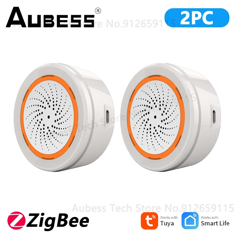 emergency warning light AUBESS Tuya ZigBee Siren Alarm Smart Home Security Protection 90dB Sound Light Alarm System Work With Smart Life Zigbee Gateway security led lights Alarms & Sensors