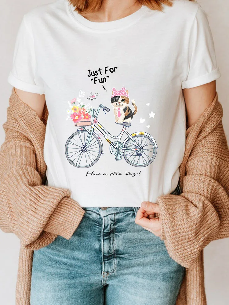 

New Summer Women's Top Women's Just for Fun Letter Print Casual Short Sleeve Round Neck T-shirt