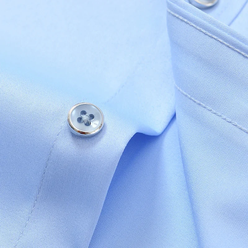 Men long sleeve spandex shirts non-iron solid soft easycare stretch for office