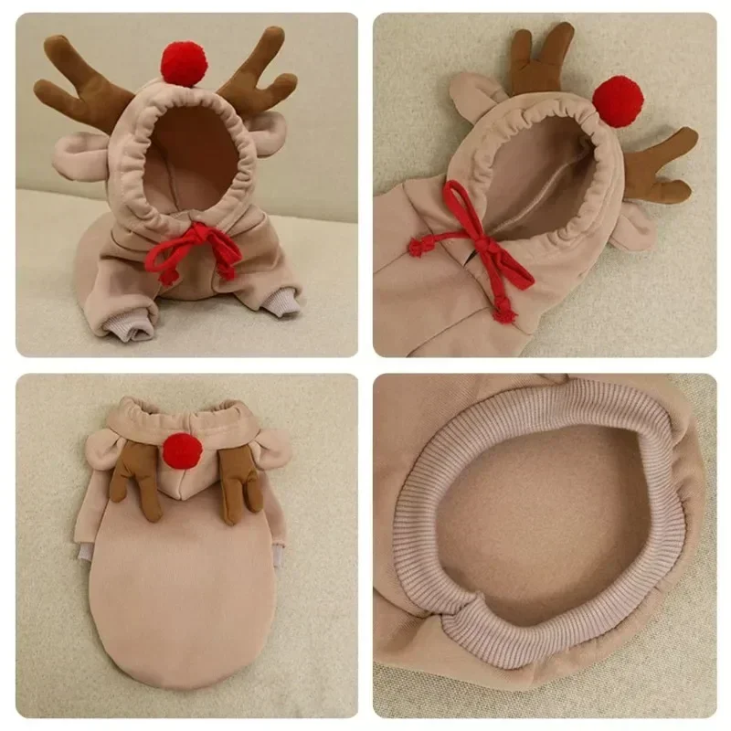 Antler Coat Pet Winter Hooded Sweatshirt Pet Puppy Cat Jacket Clothes Chihuahuas French Bulldog Costume Dog Hoodies pet clothes