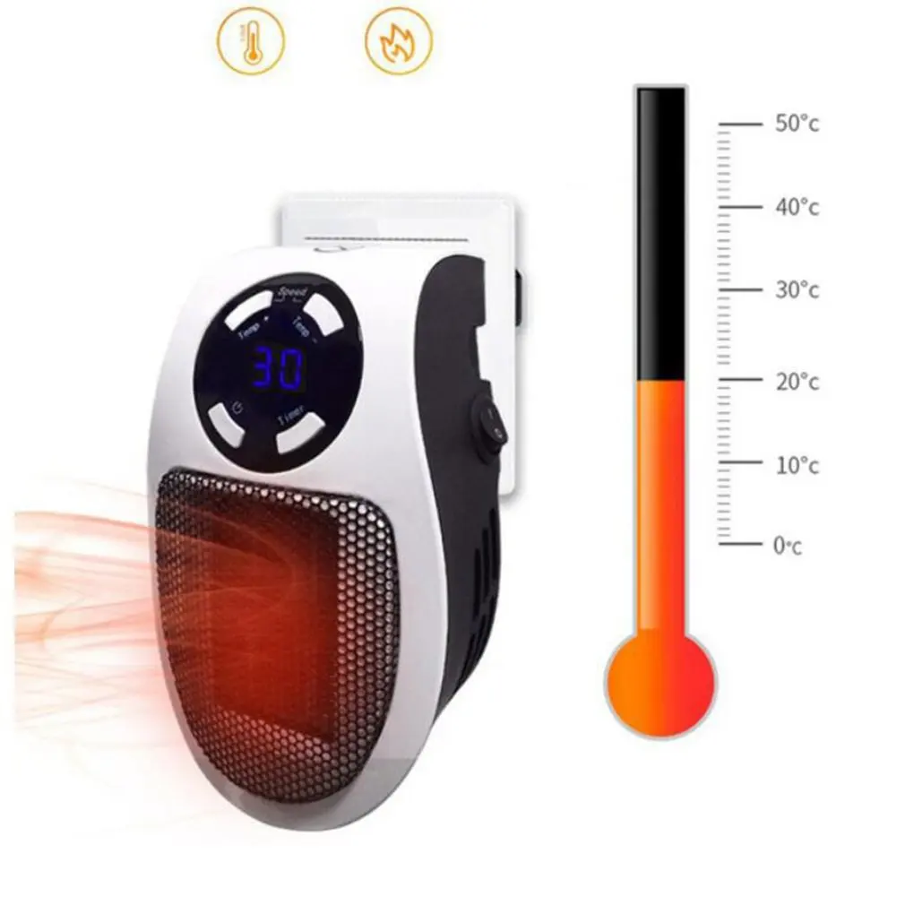 Electric Heating Fan Portable Mini Electric Heater Wall-Outle Air Heater Powerful Warm Blower Household Radiator Remote Warmer Room Heating Stove