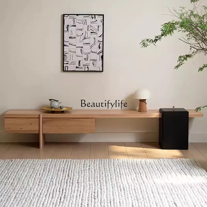 

Solid Wood TV Log Home Living Room Audiovisual Cabinet TV Stand Floor Cabinet Furniture