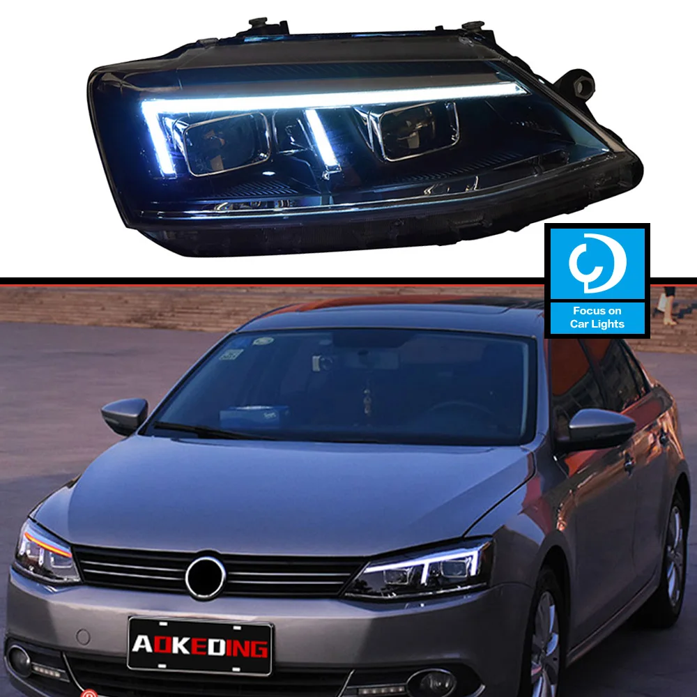 

Автомобильная передняя фара для VW Jetta MK6 R8, светодиодная фара, Стайлинг, динамический поворотник, объектив, автомобильные аксессуары в сборе, 2 шт.