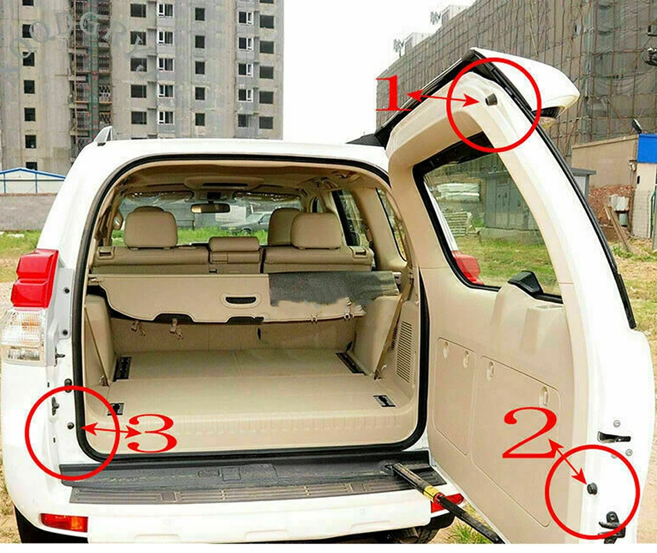3-teiliges hinteres Kofferraum-Heckklappen-Dämpfungs-Granulat-Gummiauflage, passend für Toyota Prado 150 2010 2011 2012 2013 2014 2015 2016–2021 – Detail 4