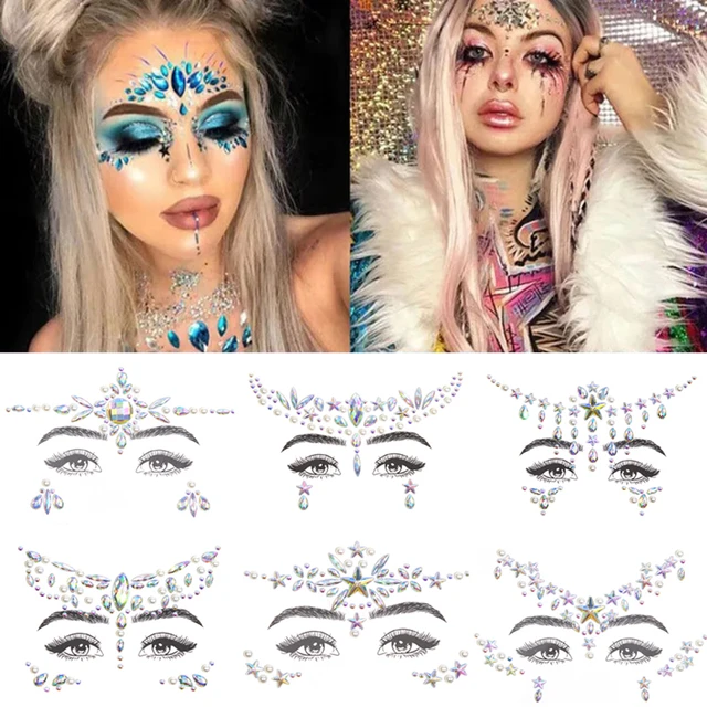 Face Jewels 3D Acrylic Diamond Eyeshadow Stickers Party Body Makeup DIY  Beauty