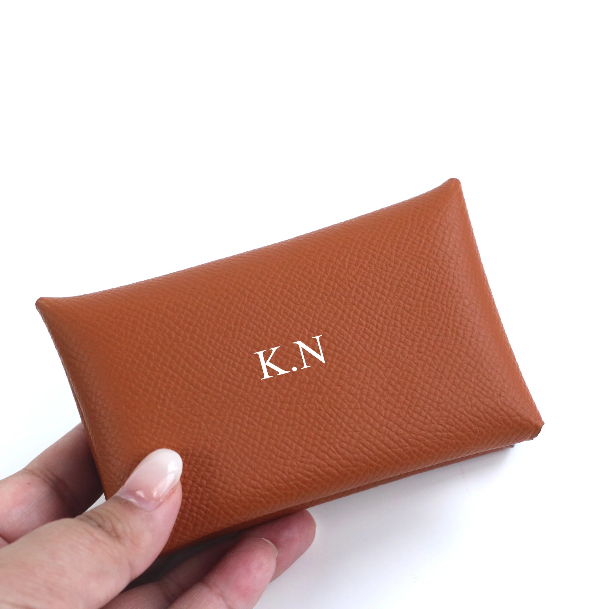 Tarjetero de cuero genuino con letras personalizadas gratis, Mini