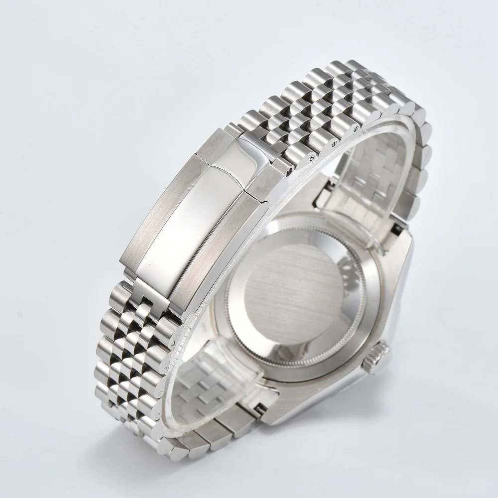 HUAYRA 40MM Men's 2813 Automatic Movement Watch Stainless Steel Waterproof Black Dial Glass Window Mechanical Watch