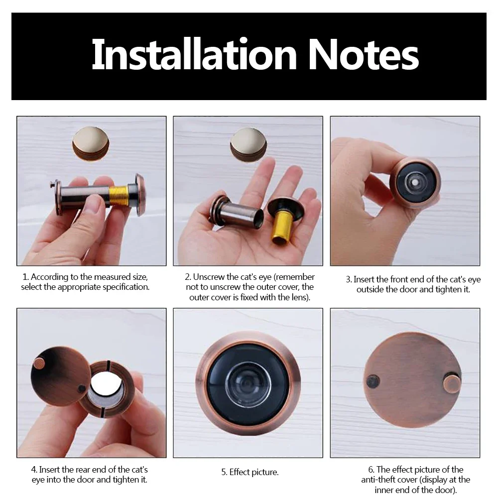 Description Picture 5 of itemDoor Viewer 26mm 220-degree Peephole Zinc Alloy Adjustable Anti-Theft Eye Security Wide Viewing Angle with Duty Privacy Cover