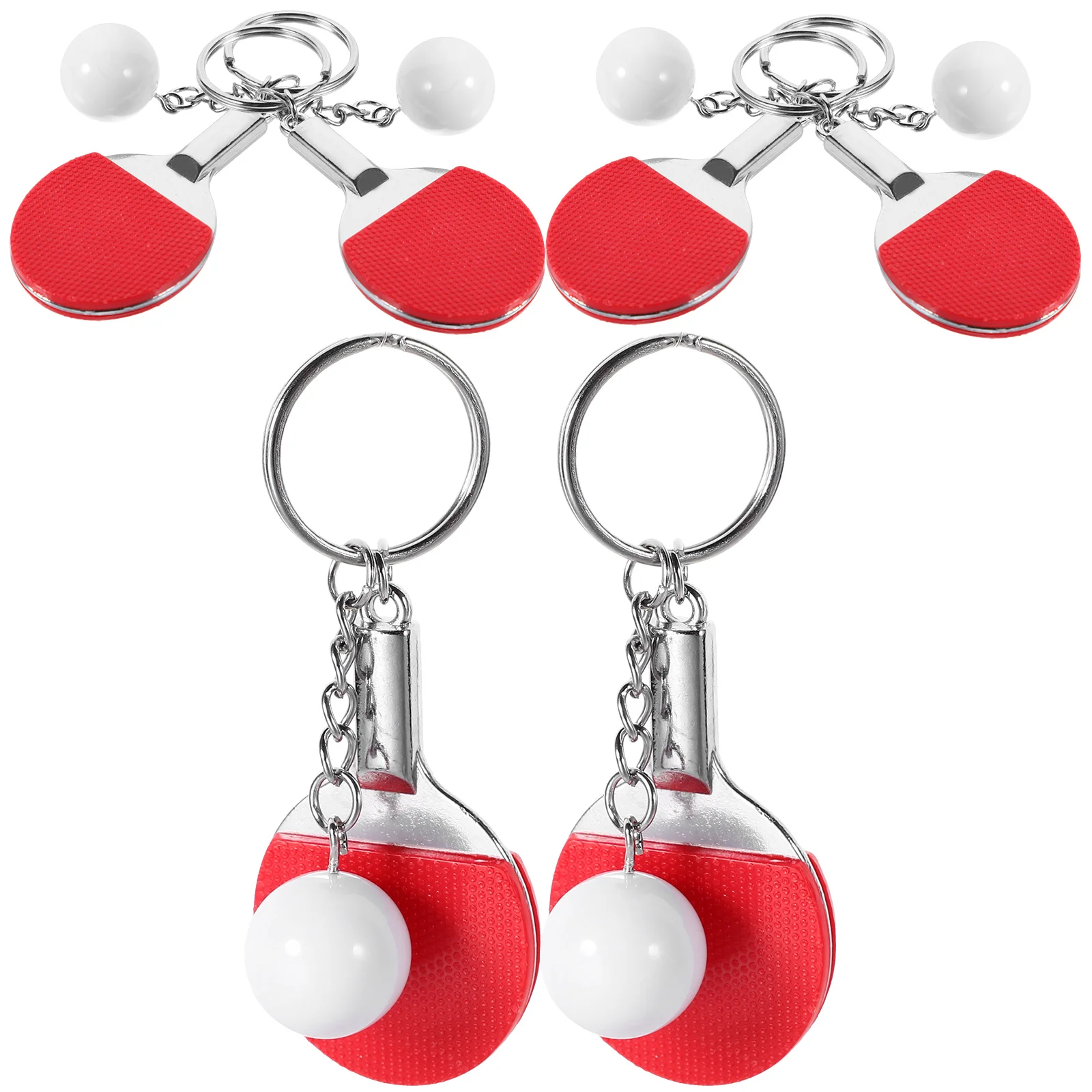 Delicate Table Tennis Keychains Ball Bag Pendant Gift Sporting Goods Simulated Racket (red) 6pcs for Boys Match