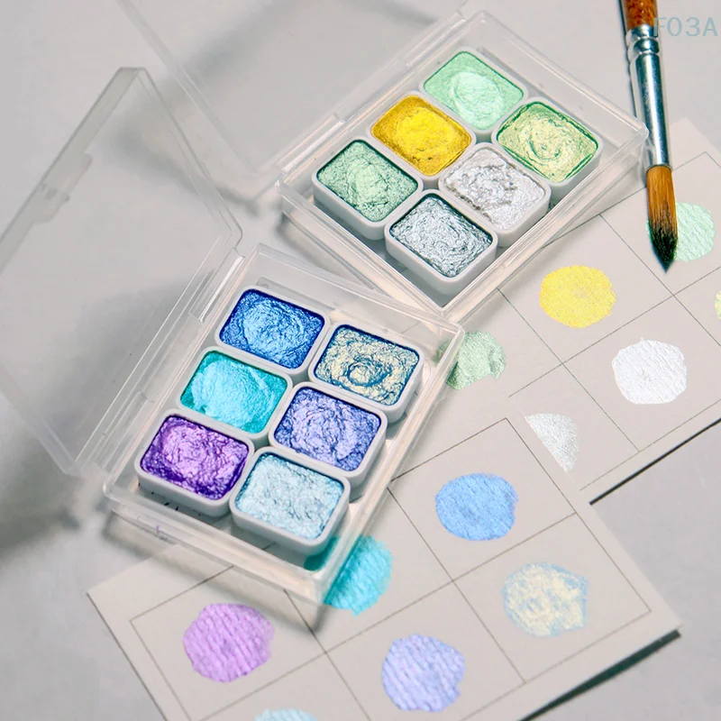 

1ml 6-color Pearl Series Manual Solid Watercolor Paint Set Art Nail Painting Decorative Watercolor