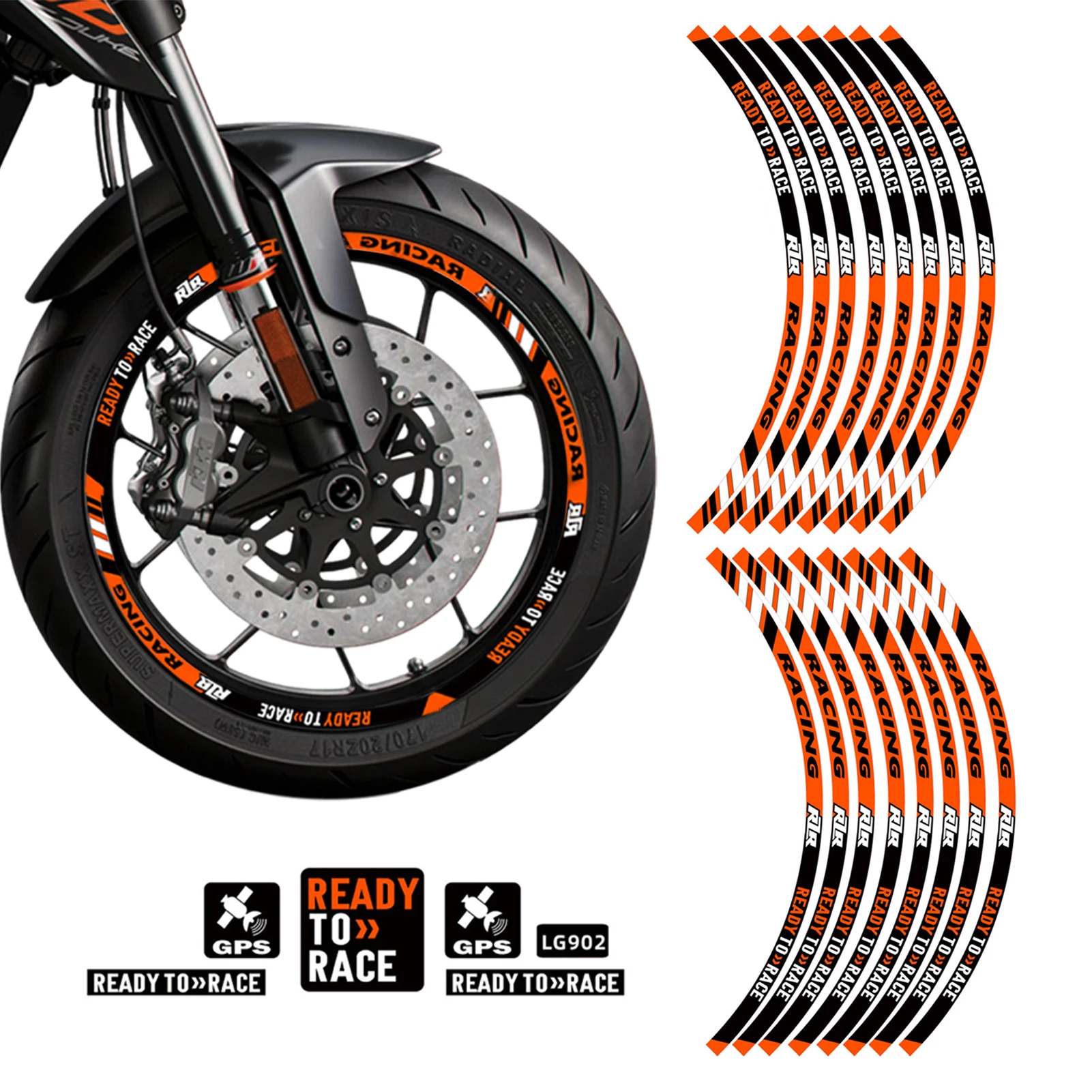 Reflective Motorcycle Wheel Stickers Rim Strips Decals 17" Hub
