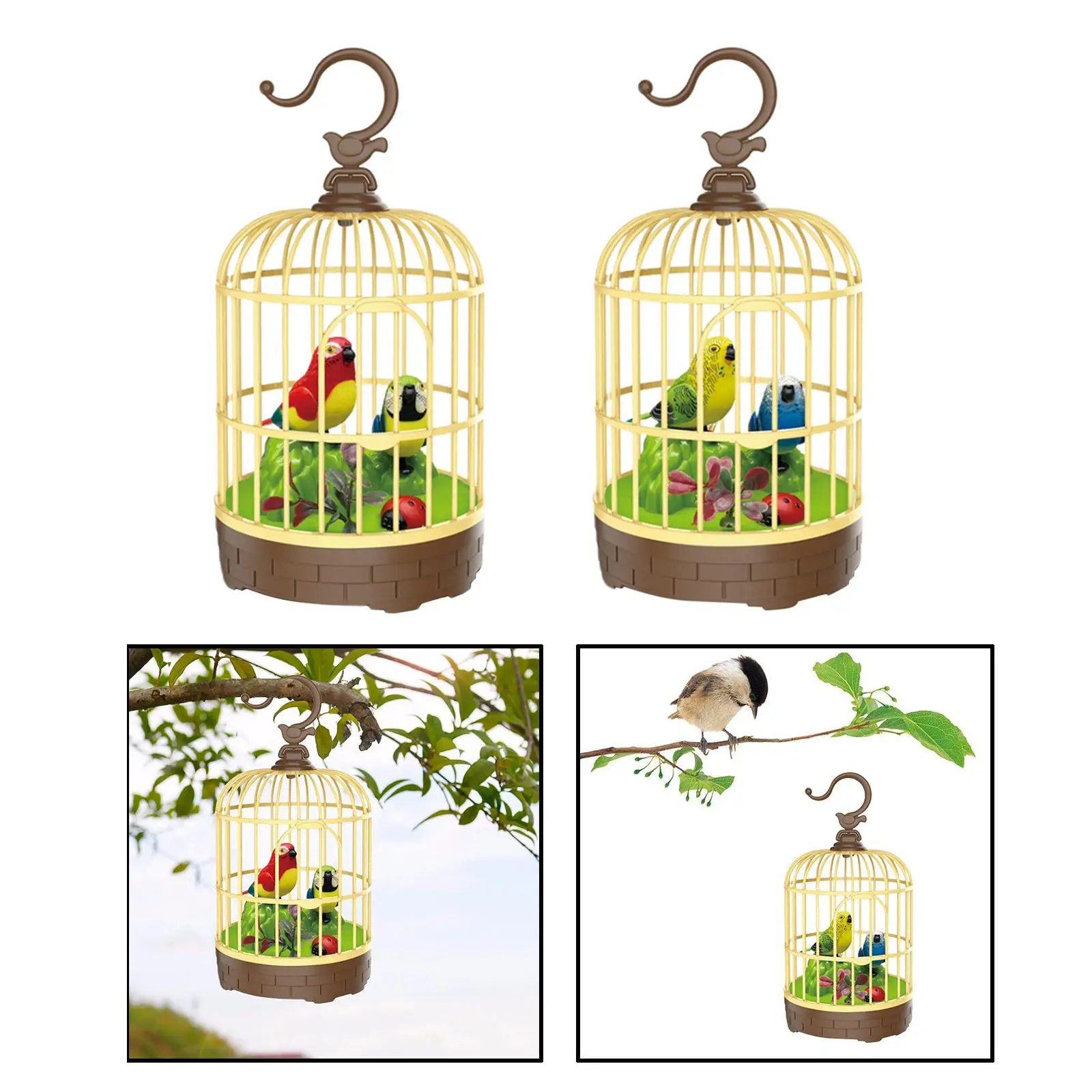 Parrot Cage  Activated  Movements Decor Singing Chirp Parakeet  Swing Toy Singing Bird for Home Desktop baby Children 4