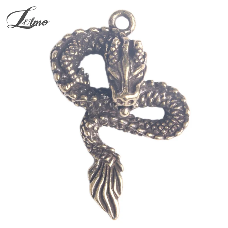 

Винтажный латунный кулон в стиле панк с драконом, ожерелье с драконом зодиака, цепочка для ключей, кулон, массивное ювелирное изделие, подарки для мужчин и женщин