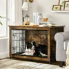 Large Elevated Dog Crate Wooden Dog Kennel Cage Pet House End Table with Double Door and Removable Tray Rustic Furniture Indoor 1