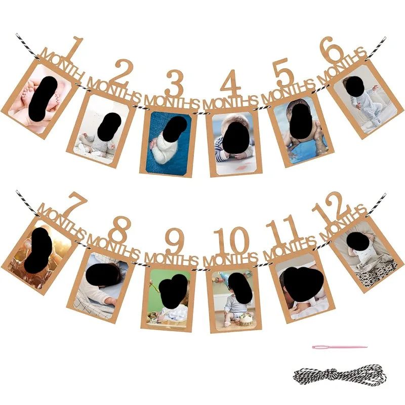 Birthday Baby Photo Banner Male Baby Girl First Birthday Party Decoration Photo Baby First Birthday Party No Photo