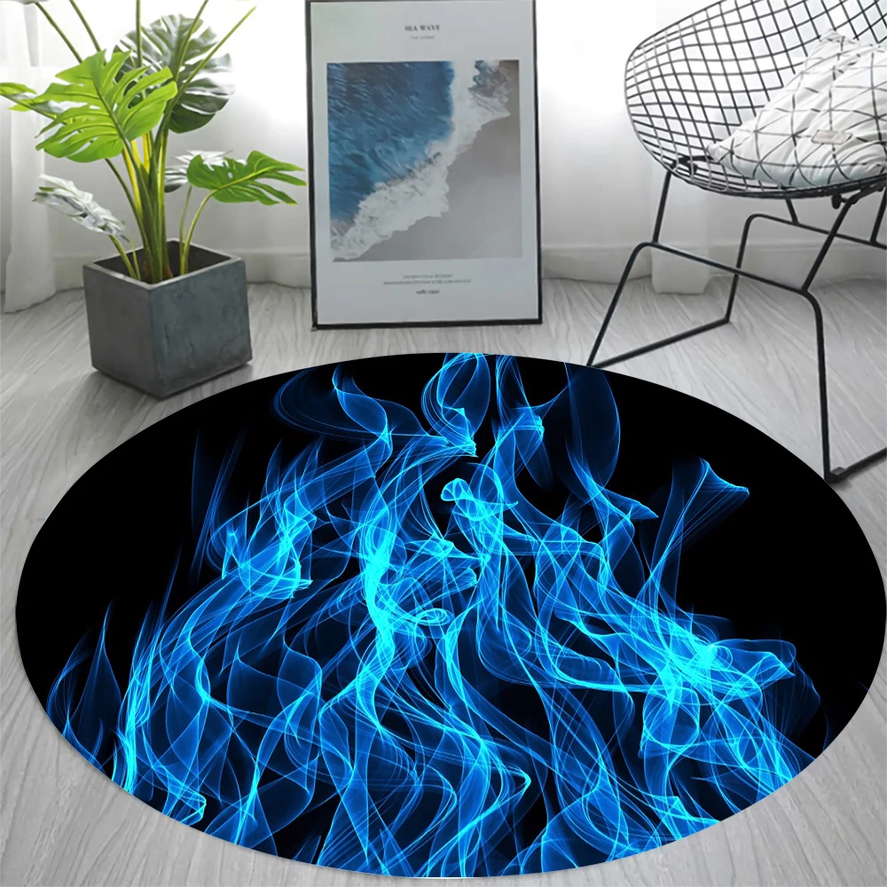 

CLOOCL Fashion Flannel Round Carpet Psychedelic Flame Pattern 3D Printed Dirty Durable Non-slip Living Room Bedroom Carpet