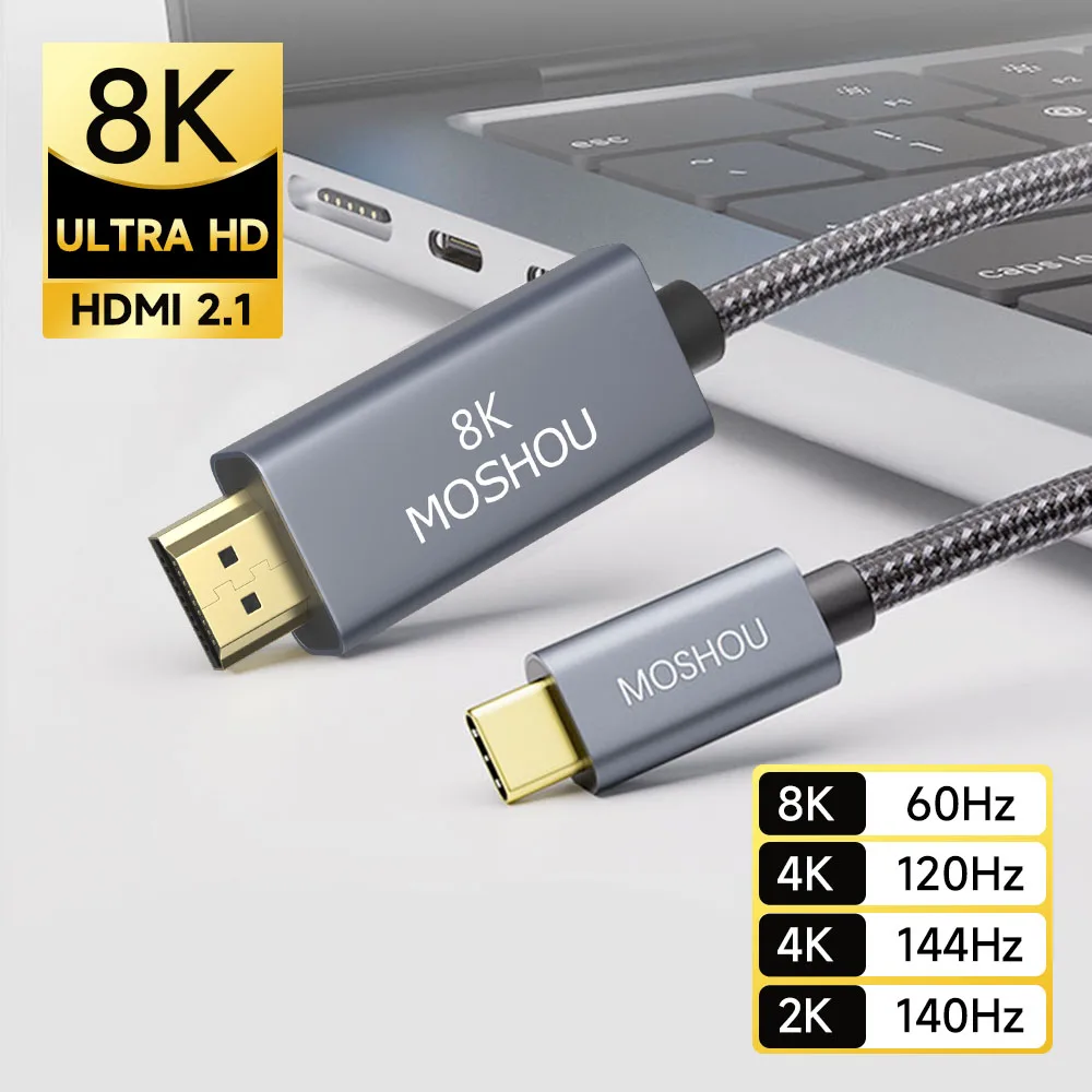 MOSHOU USB C to HDMI Cable 8K@60Hz 4K@144Hz Type C to HDMI 8K