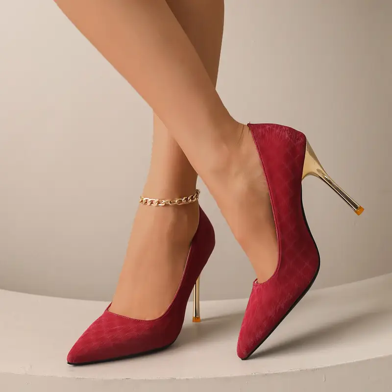 Women 10Cm Pointed Toe High Heels White Red Lady Wedding Bridal pumps Sexy fashion girl Prom Shoes Classic Black Office Shoes - Image 4