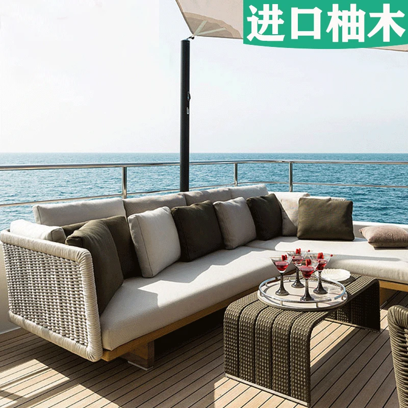 

Outdoor sofa, outdoor leisure terrace, patio, rattan sofa, teak villa, hotel, garden, balcony, combination furniture