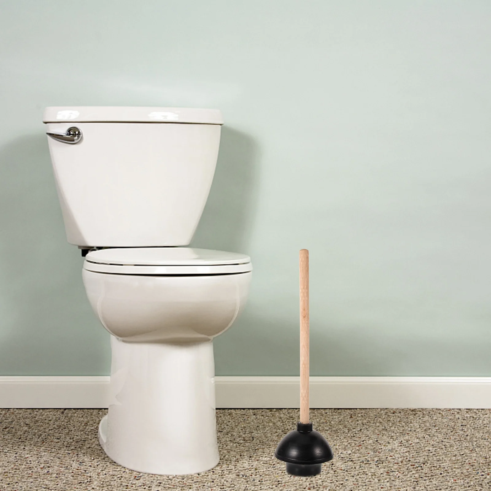 

Toilet Plunger Clogged Heavy Duty Force Cup Rubber Toilet Plunger Wooden Handle Bathroom Unclog Sink Flange Toilet Plungers