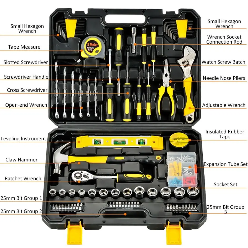 

108PCS Manual Hand Tool Set Professional General With Plastic Storage Box Car Repair Tool Kit Home Maintenance Tool
