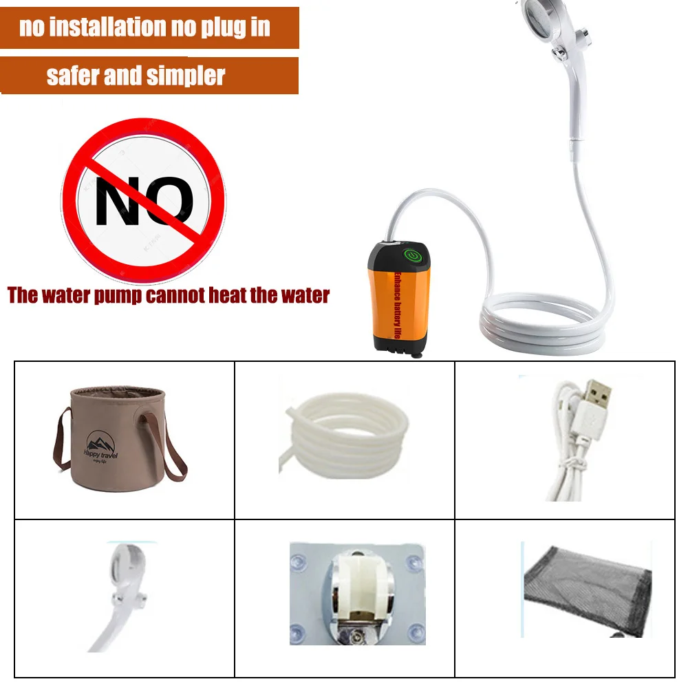 OutdoorCampingShowerPortableElectricShowerPumpIPX7Waterproof