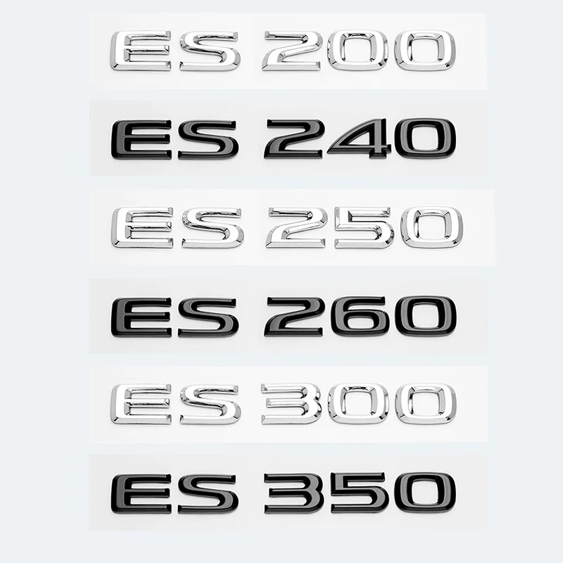 

3D Chrome Glossy Black ABS Letters ES200 ES250 ES260 ES300 ES350 ES300h ES350h HYBRID Emblem For Lexus Car Trunk Logo Sticker