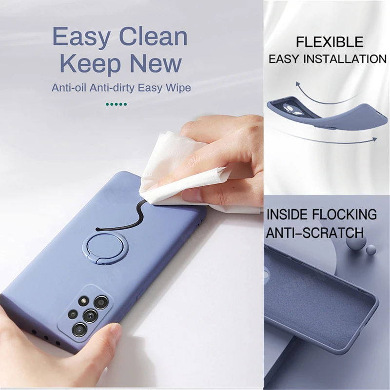 32 52 72 액체 실리콘 자동차 마그네틱 링 홀더 전화 케이스 삼성 갤럭시 A32 A52 A72 4g 5g 2021 원래 뒷면 커버