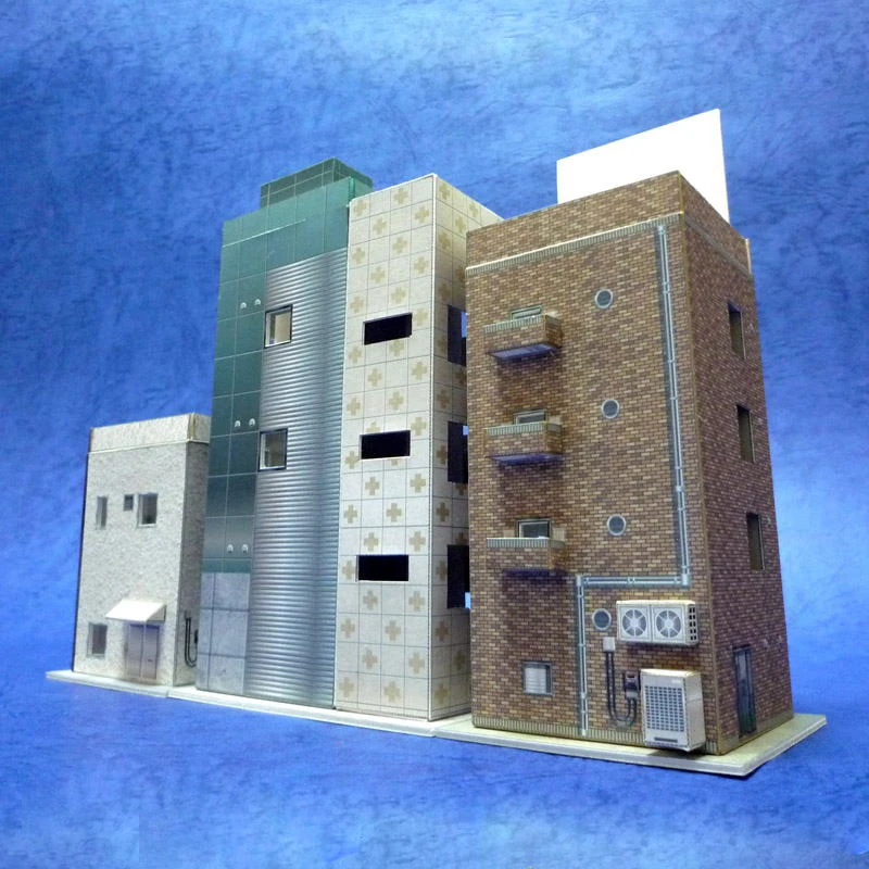 1:150 N-Scale Japanese Building Diorama 3D Paper Model Scene DIY Handmade Ornaments 3 restaurant buildings
