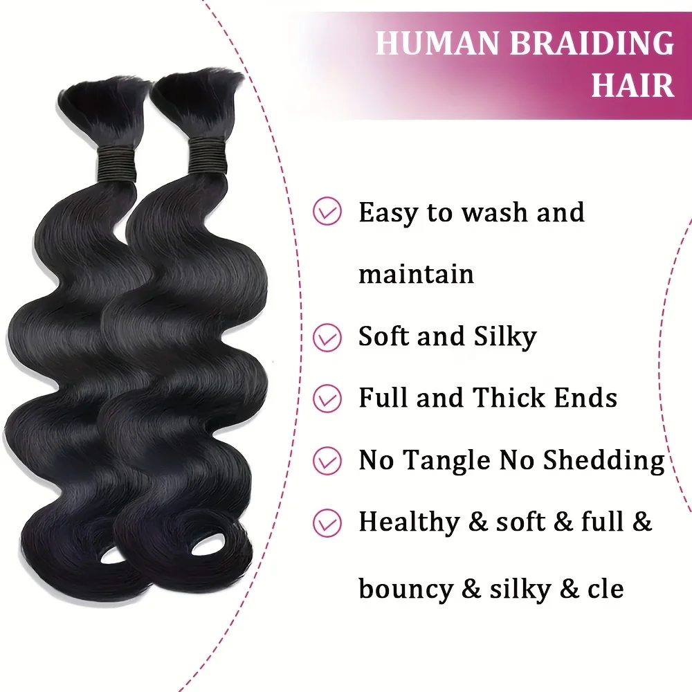330G Body Wave Human Hair Extensions Bulk Human Hair Braids for Weaving No Weft Natural Black Boho Braids Suitable for All Women 3