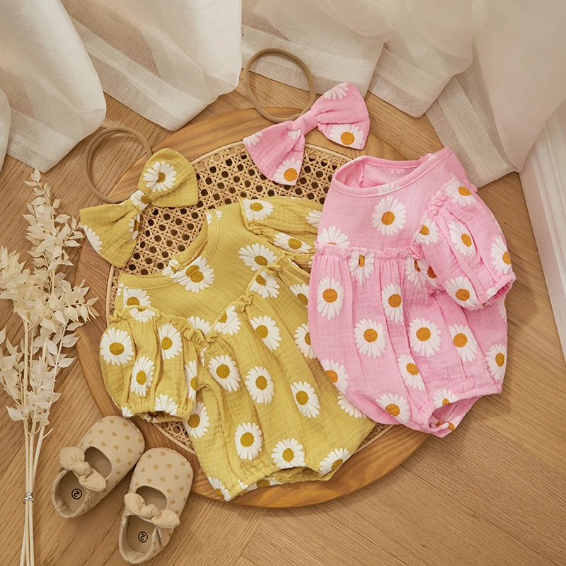 Set Vestiti Neonato Estate - Tutina In Cotone 100% Stampata Per Bambina 0-24 Mesi