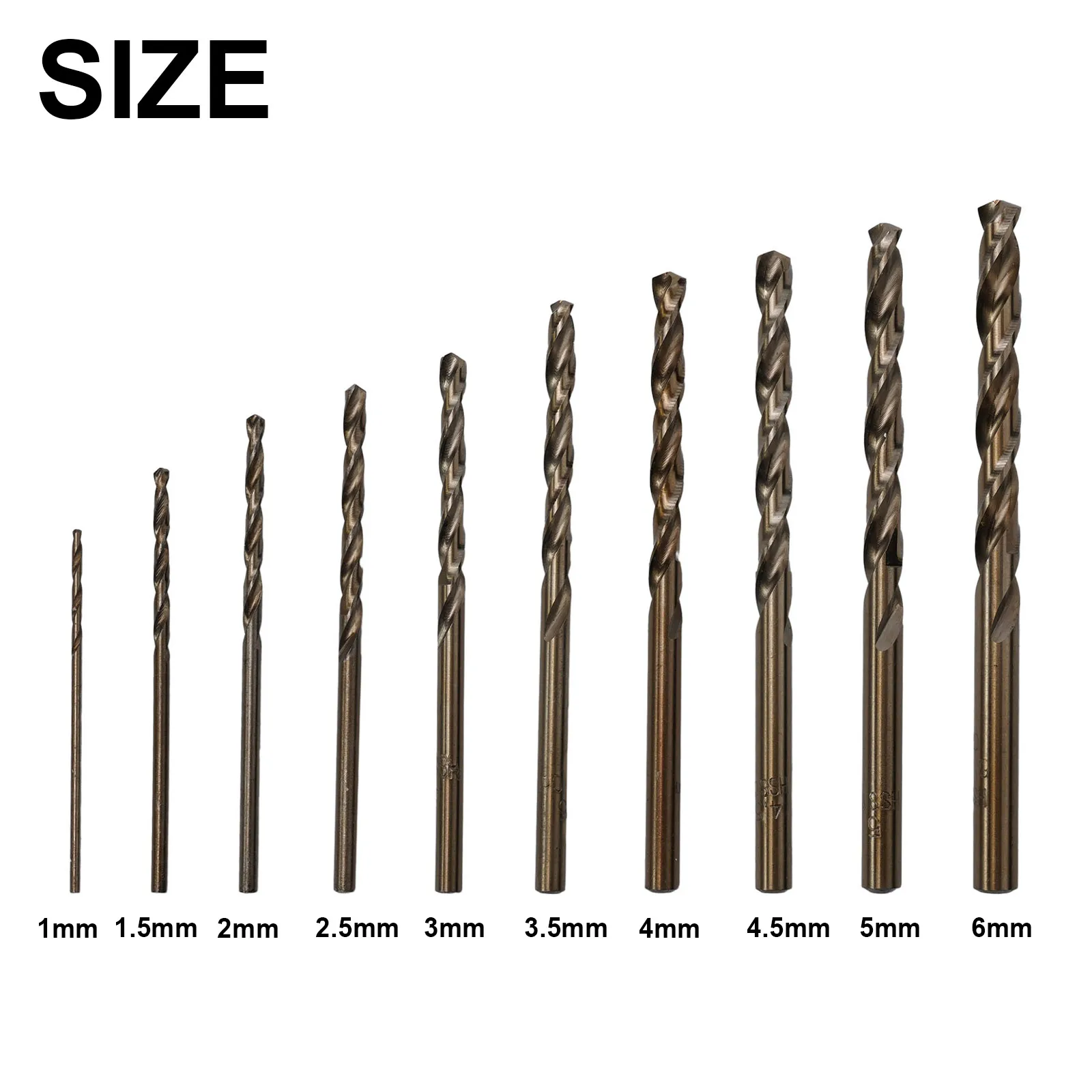 

10pcs HSS M35 Spiral Drill Bit 1-6MM For Metal Stainless Steel Drilling Cutter Spiral Drill Bit Press Tools Accessories