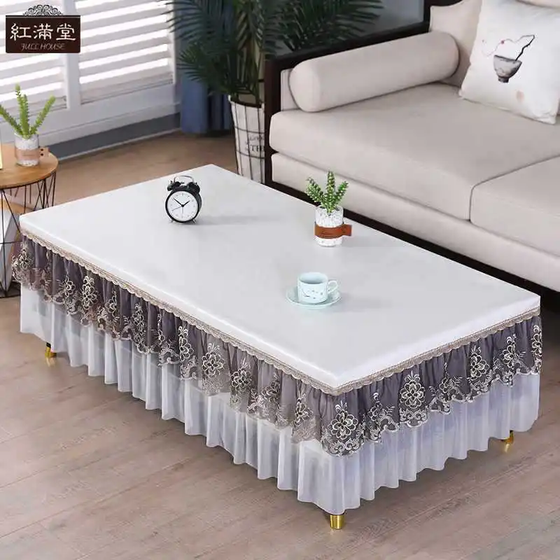 

New coffee table tablecloth oil - proof waterproof - proof hot living room household full wrap coffee table cloth