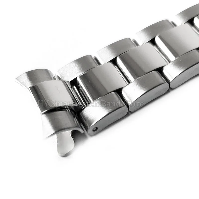 Elegant Stainless Steel 20mm Curved End Watch Strap Bracelet