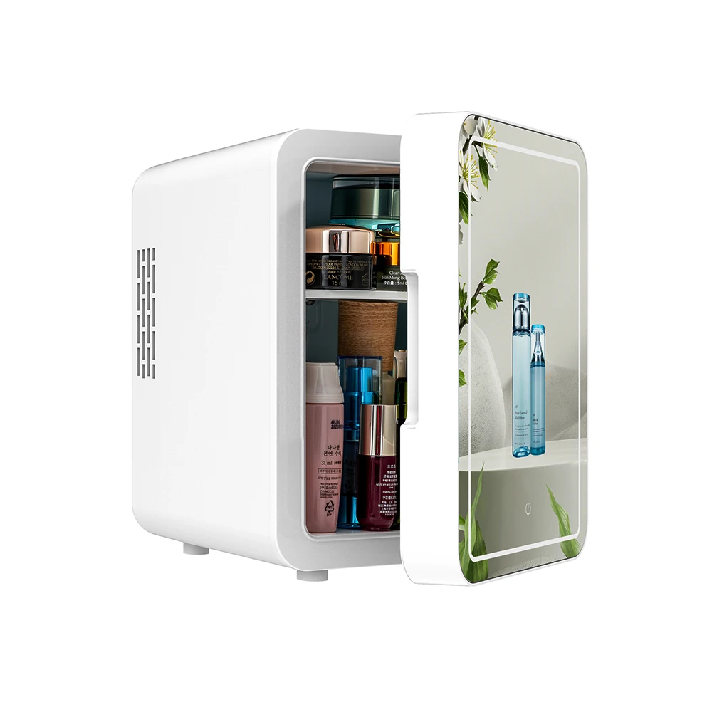 Portable4LMiniMakeupFridgeWIthLEDLightMirrorCosmeticStorage